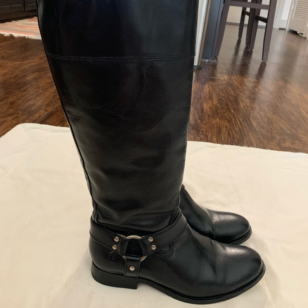 Frye Melissa Leather Riding Boots (Black)